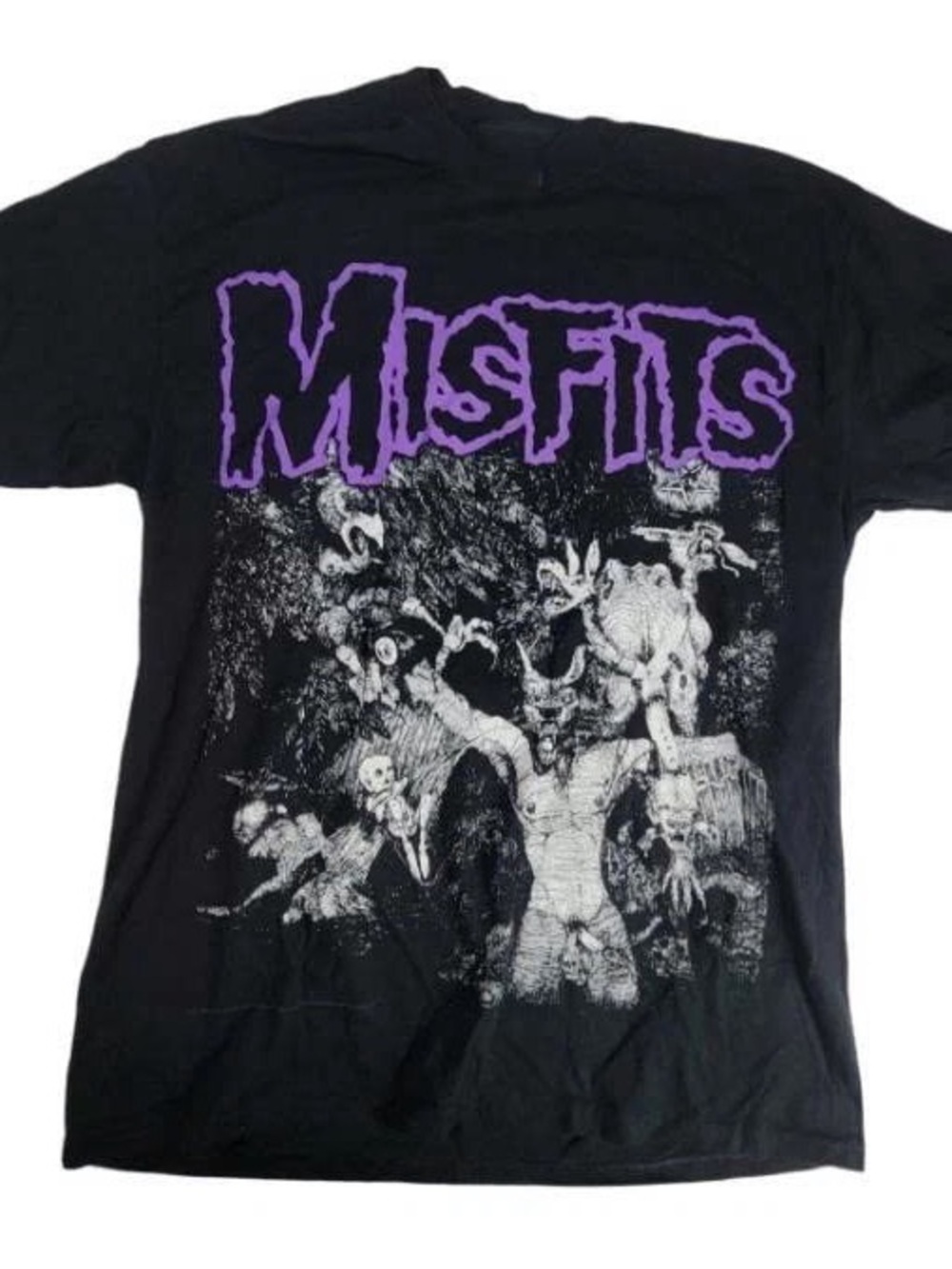 Black Short Sleeve Tee with Purple Misfits Logo